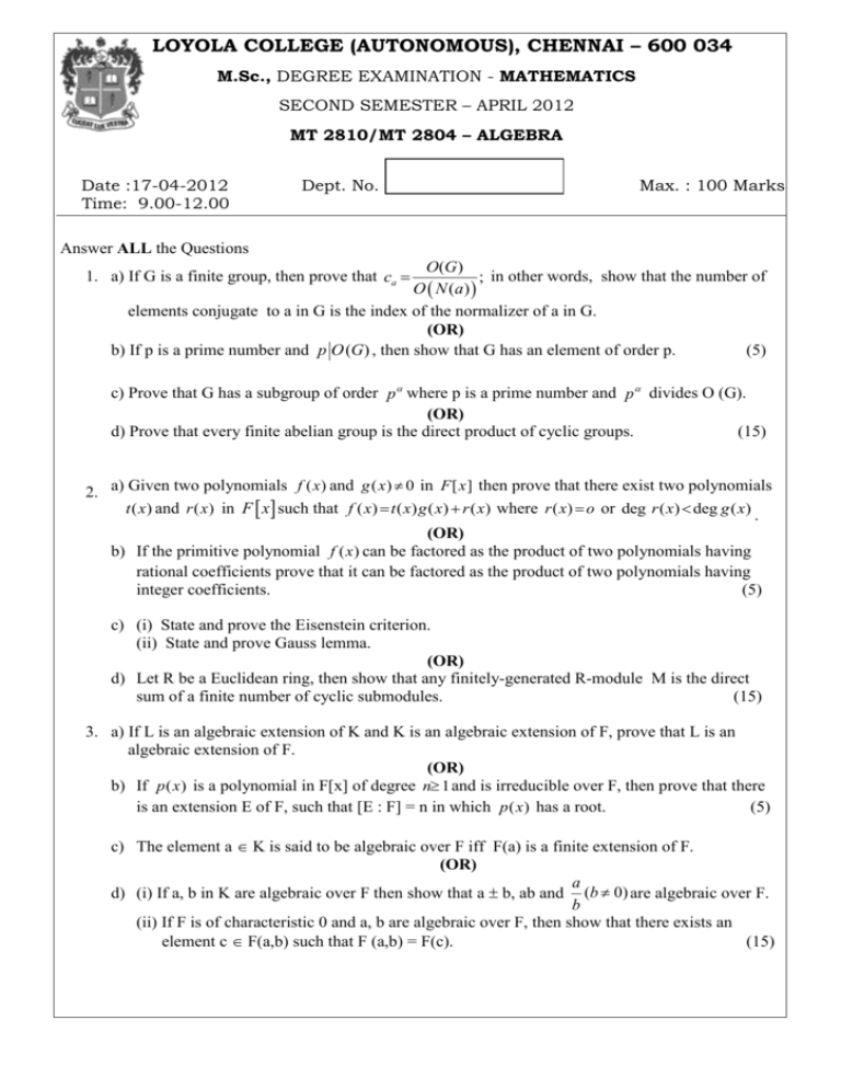 Mt 2810 Mt 2804 Algebra