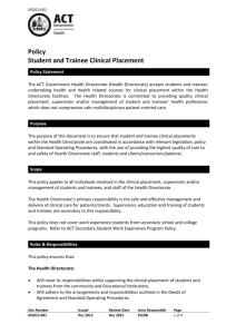 Student Trainee Clinical Placement Policy