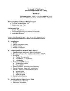 DEPARTMENTAL SAFETY AND HEALTH PLAN