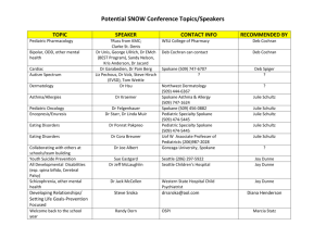 Potential SNOW Conference Topics/Speakers