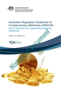 ARGCM Part III: Evaluation of Complementary Medicine Substances