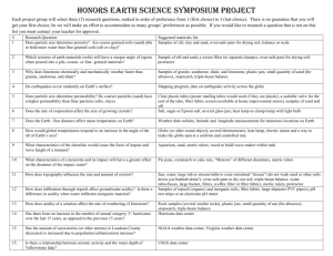 Honors Earth Science Symposium Project Each project group will