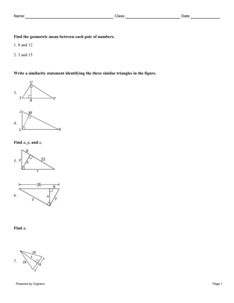 8 1 Geometric Mean Practice 