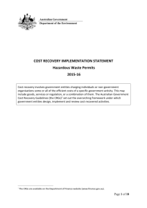 Cost Recovery Implementation Statement Template