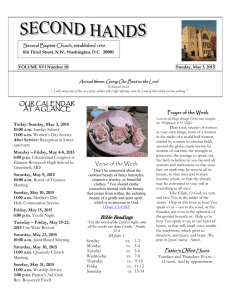 May 3, 2015 Church Newsletter