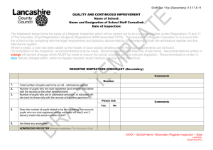 REGISTER INSPECTION CHECKLIST