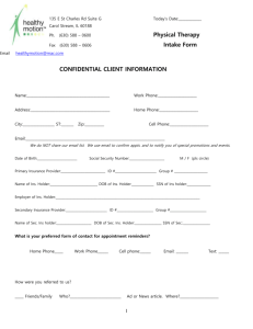 Intake Form - Healthy Motion