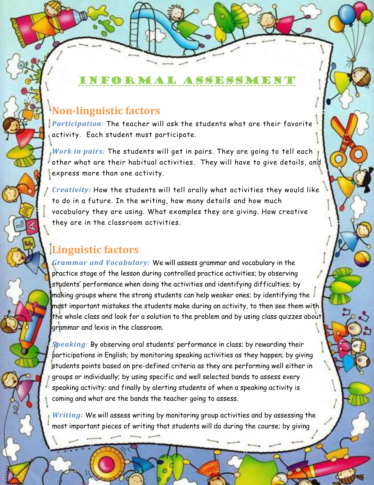 Formal Vs Informal Assessment Preschool