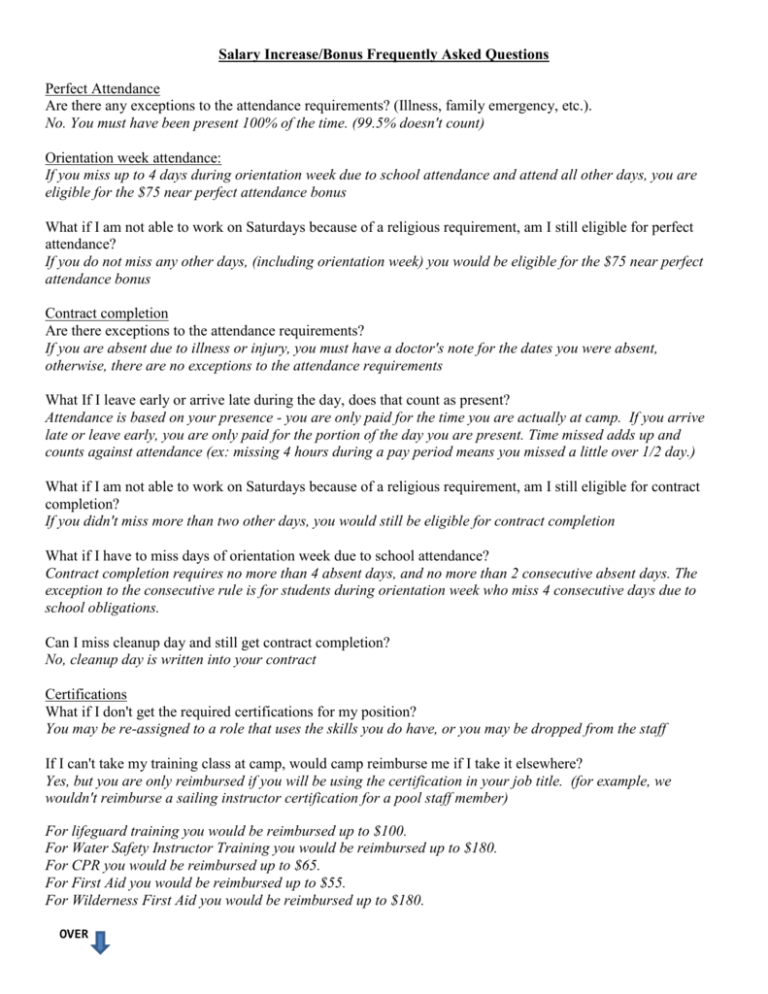 Salary Increase Bonus Frequently Asked Questions Perfect