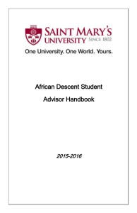 African Descent Student Advisor Handbook 2015-2016