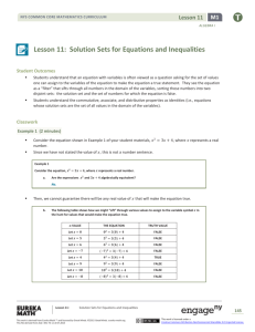 Algebra I Module 1, Topic C, Lesson 11: Teacher Version