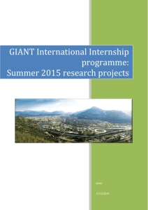 GIANT International Internship programme: Summer 2015 research