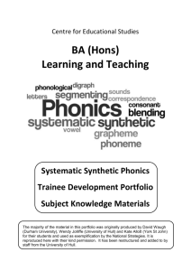 Phonics Portfolio Subject Knowledge Materials