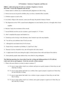 Run-on and Fragment--S--2 worksheet-