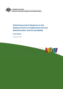 Initial Government Response to the Advisory Panel on Employment