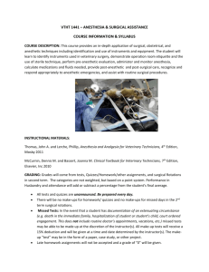 VTHT 1441 – ANESTHESIA & SURGICAL ASSISTANCE COURSE