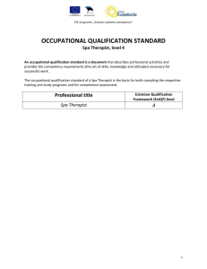 OCCUPATIONAL QUALIFICATION STANDARD Spa Therapist, level 4