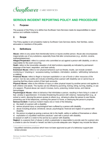 Serious Incident Reporting Policy and Procedure