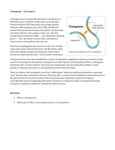 Transposon - U2 Lesson 2 A transposon (or transposable element