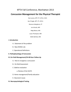 Concussion Management for the Physical Therapist