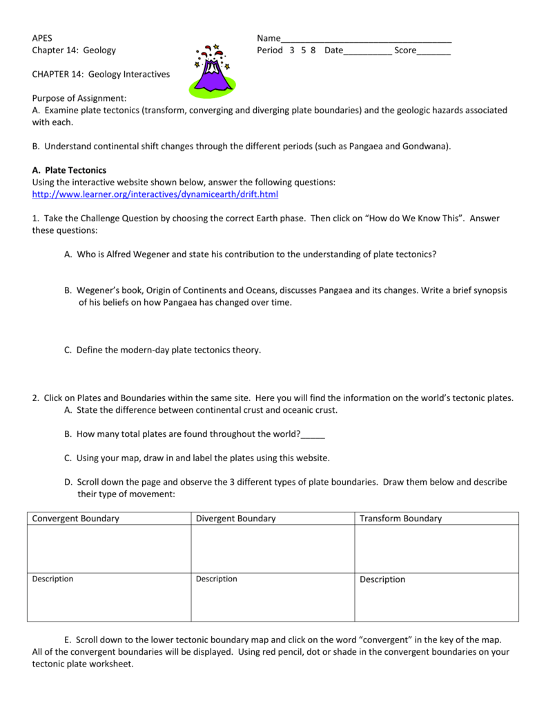 Plate Tectonics Interactive Assign Throughout Plate Tectonic Worksheet Answers