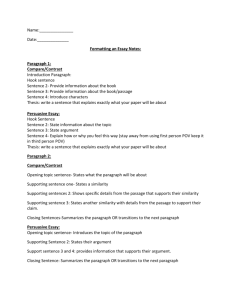 Compare and Contrast Essay Formatting Notes
