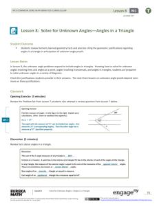 Lesson 8: Solve for Unknown Angles—Angles in a Triangle