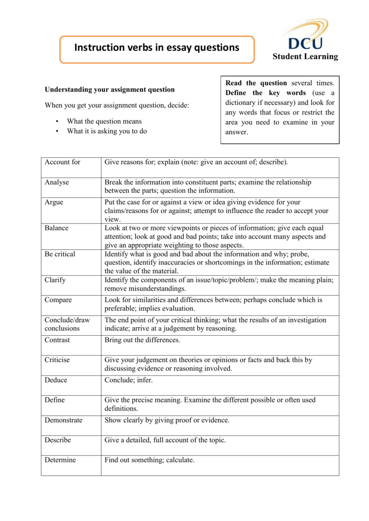 verbs for essay