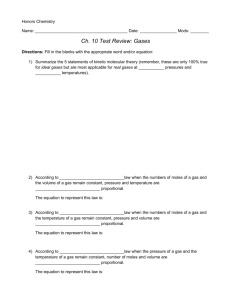 Ch. 10 Test Review: Gases