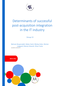 Determinants of successful post-acquisition integration in the