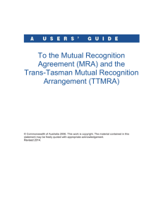 Users Guide to the Mutual Recognition Agreement and Trans
