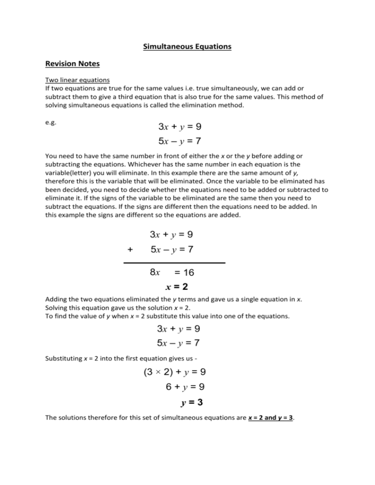 Simultaneous Equations