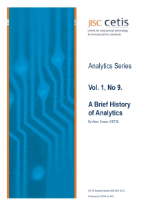 Vol.1 No.9. A Brief History of Analytics