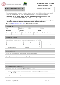 Occupational Health Program Medical Clearance Packet
