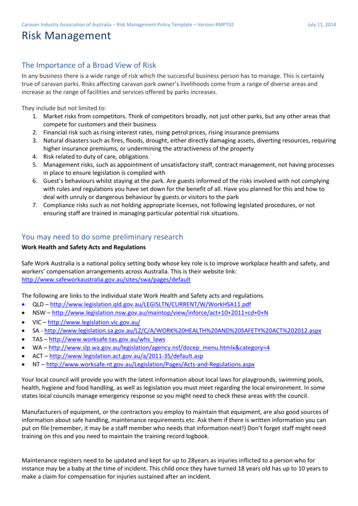 risk management policy and procedure guidelines iata