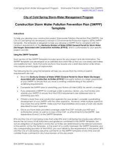 Stormwater Pollution Prevention Plan Template
