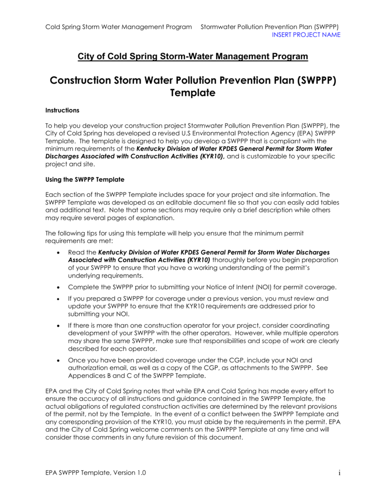  Storm Water Pollution Prevention Plan Template 