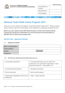 National Youth Week Gramt Program 2015 Application Form