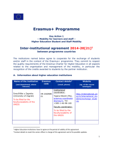Erasmus+ Programme - Sveučilište u Zagrebu