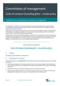 Code of conduct (including gifts)
