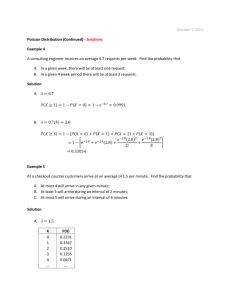October 5, 2011 Poisson Distribution (Continued)
