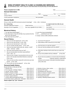 Gynecological Exam Form - South Dakota State University