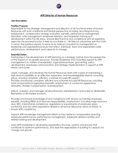 APR Director of Human Resources Job Description Position