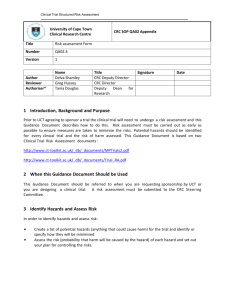 Risk assessment form - Clinical Research Centre