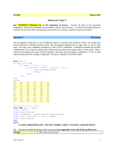 Homework Topic 8 Factorial Experiments