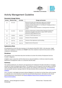 Activity Management - Department of Employment