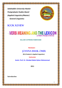The title of the book is Verb Meaning and the Lexicon by