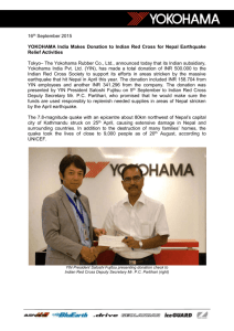 16th September 2015 YOKOHAMA India Makes Donation to Indian