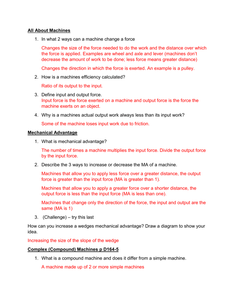 Worksheet Packet Simple Machines Answers / Worksheet Packet Simple