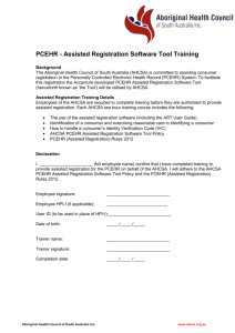 PCEHR - Assisted Registration Software Tool Training